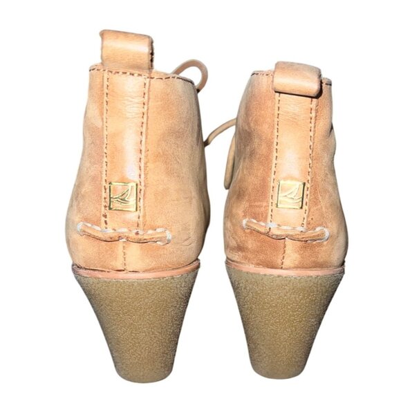 Sperry Top Sider Woman's Harlow Lace Up Tan Leather Wedge Boots‎ Size 6.5M - Picture 3 of 9